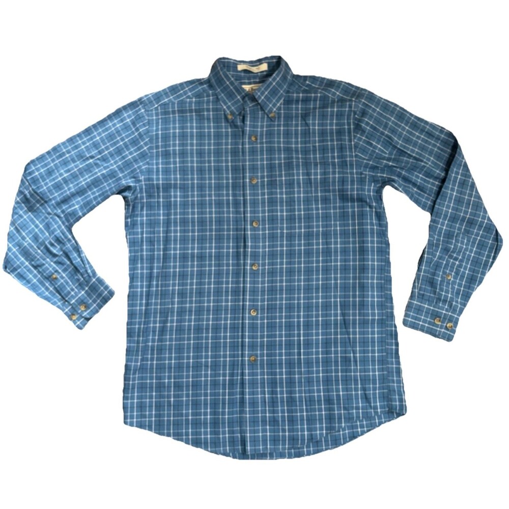 LL Bean Men's Blue Plaid wrinkle Free Button Down Long Sleeve Size‎ Small